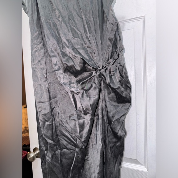 SKIMS Size Large High Slit Twist Slip Dress Gunmetal Grey gray NWT Silk silky - Picture 6 of 10